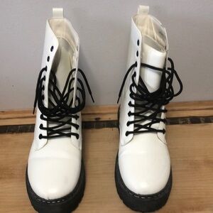 Unilady White Combat Boots